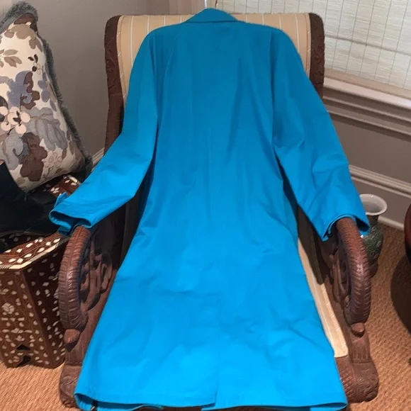 BALENCIAGA BLUE COTTON GABARDINE A-LINE TRENCH COAT W/BLACK ZIPPER ARM-HEMLINE 4 - Picture 12 of 16